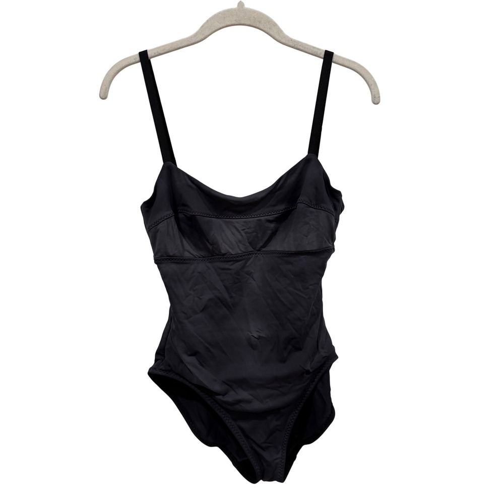 Malia Mills Black One Piece Swimsuit Scoop Neck Adjustable Straps‎ Size 2